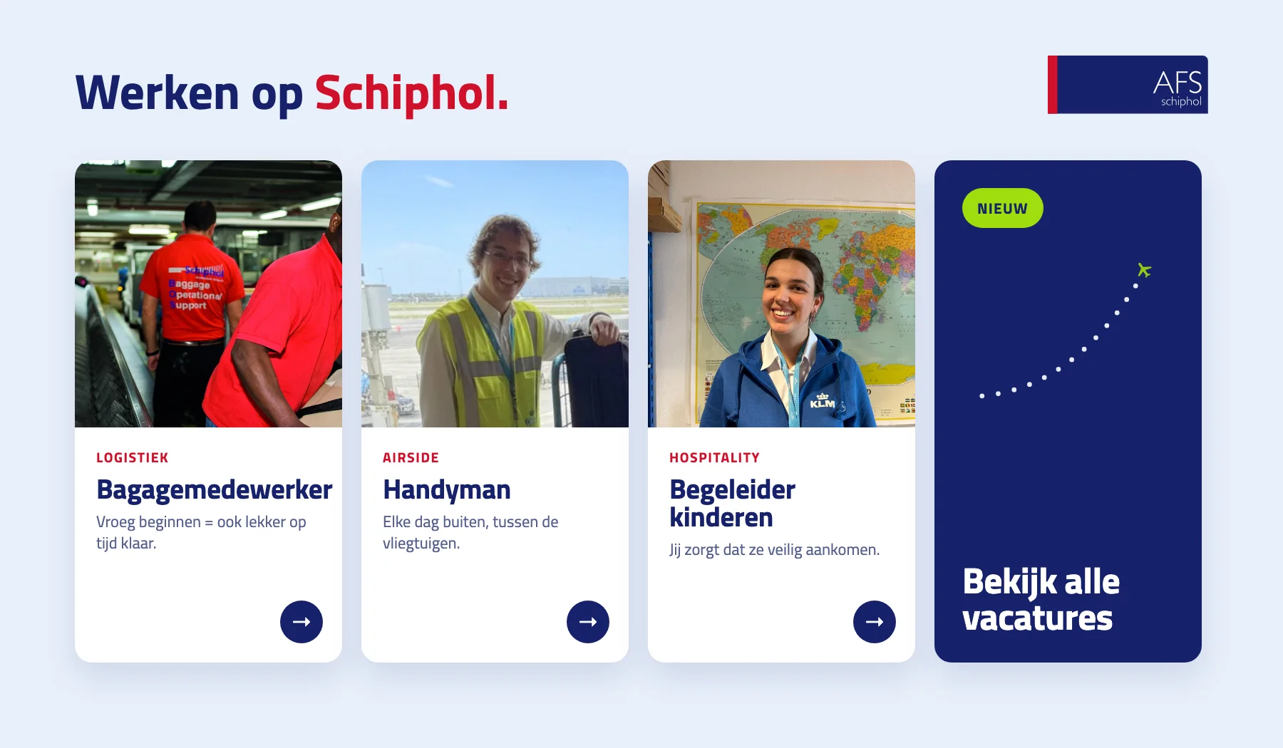 Vacaturecarrousel: bagagemedewerker, handyman, begeleider kinderen