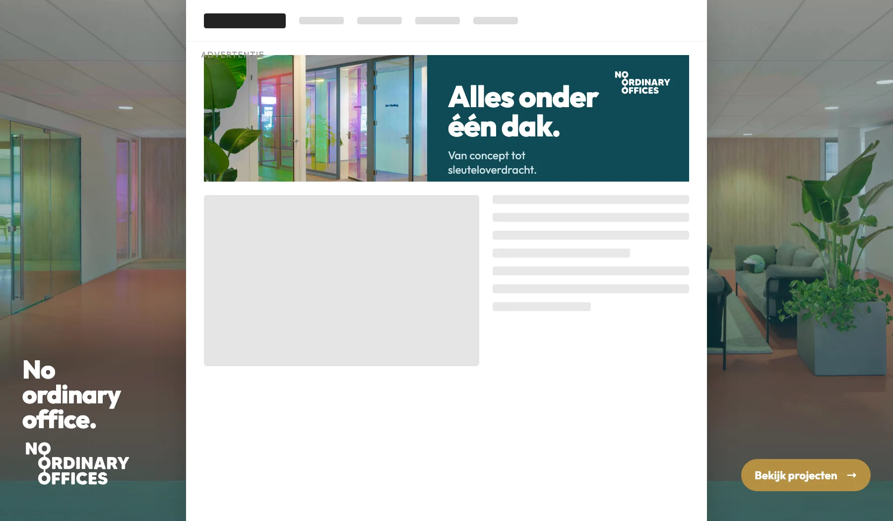 Homepage takeover op een nieuwssite met skins en billboard